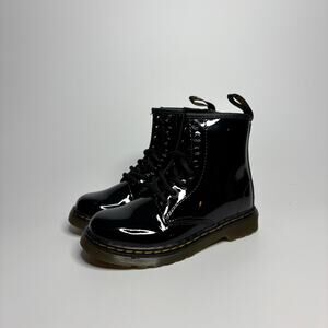 Dr. Martens Junior 1460 Patent Leather Lace Up Boots in Black